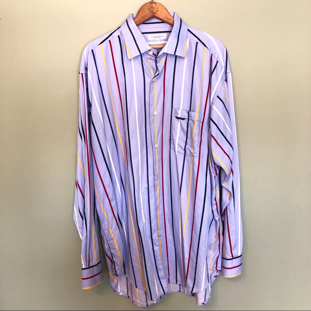 Alex Cannon Striped Multi Color Button Down Shirt - image 2